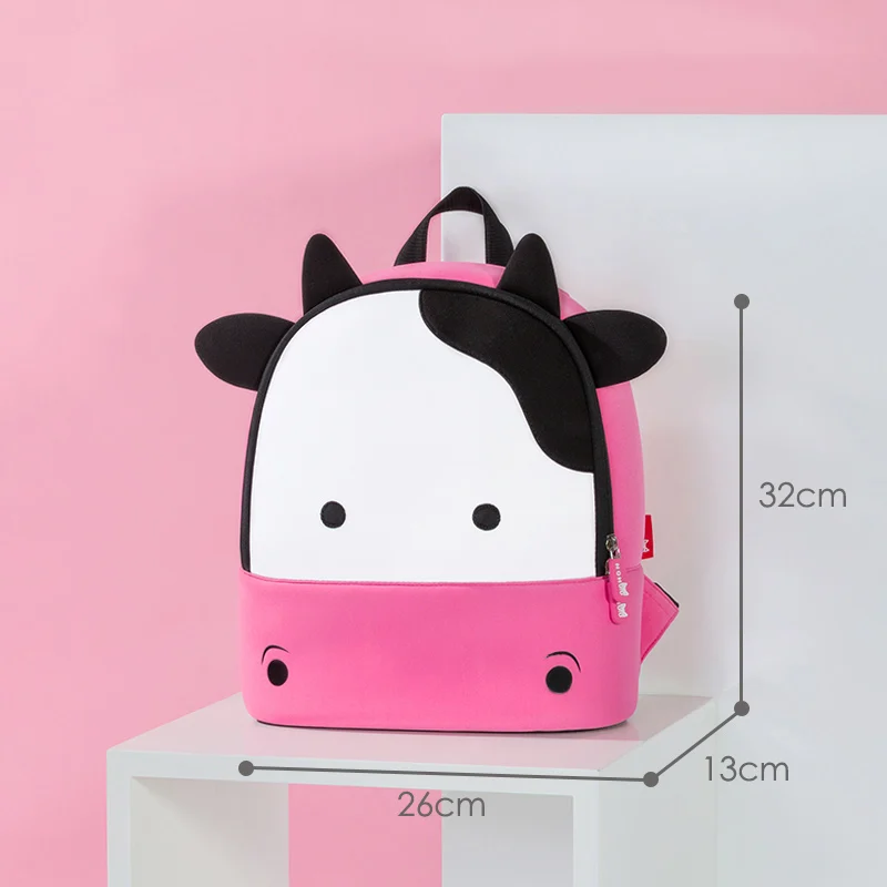 Новые рюкзаки для маленьких девочек, школьные сумки с 3D рисунком единорога для детей, трехразмерный Школьный Рюкзак Для Путешествий - Цвет: Cow-Large Size