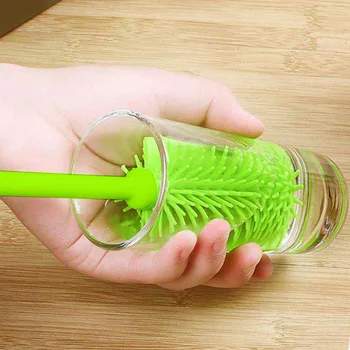 

Portable Silicone Bottle Brush Multi-functional Cleaning Brush with Long Handle for Baby Bottles HY99