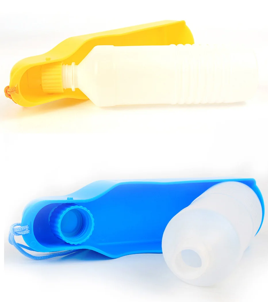 2pcs 500ml Dog Water Bottle Feeder With Bowl Plastic Portable Water