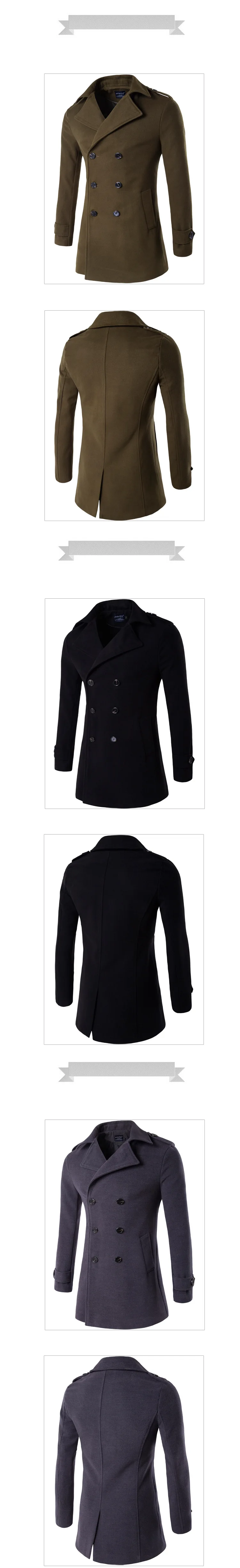Foreign Trade New Style Men Business Casual Duffle Coat Double Breasted Simple? Coat Trench Coat Men's DY1207