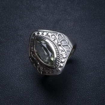 

Natural Green Amethyst Handmade Boho 925 Sterling Silver Ring, US size 7.75 T5474