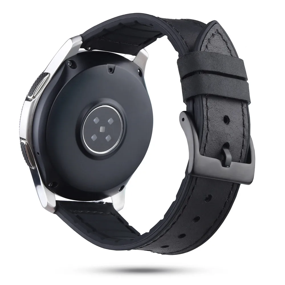 22 мм ремешок для часов Силиконовый + кожаный Huawei GT2 1/2 Pro/Magic 2 браслет Samsung Galaxy Watch 3 45