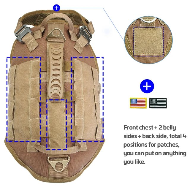 Tactical Dog Harness Military No Pull Pet Harness Vest For Medium Large Dogs Training Hiking Molle Dog Harness With Pouches 2