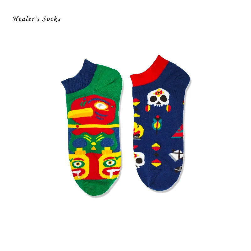 

2020 new 1 pair of men and women socks couple cotton green easter trend funny fashion art gift Harajuku summer asymmetric socks