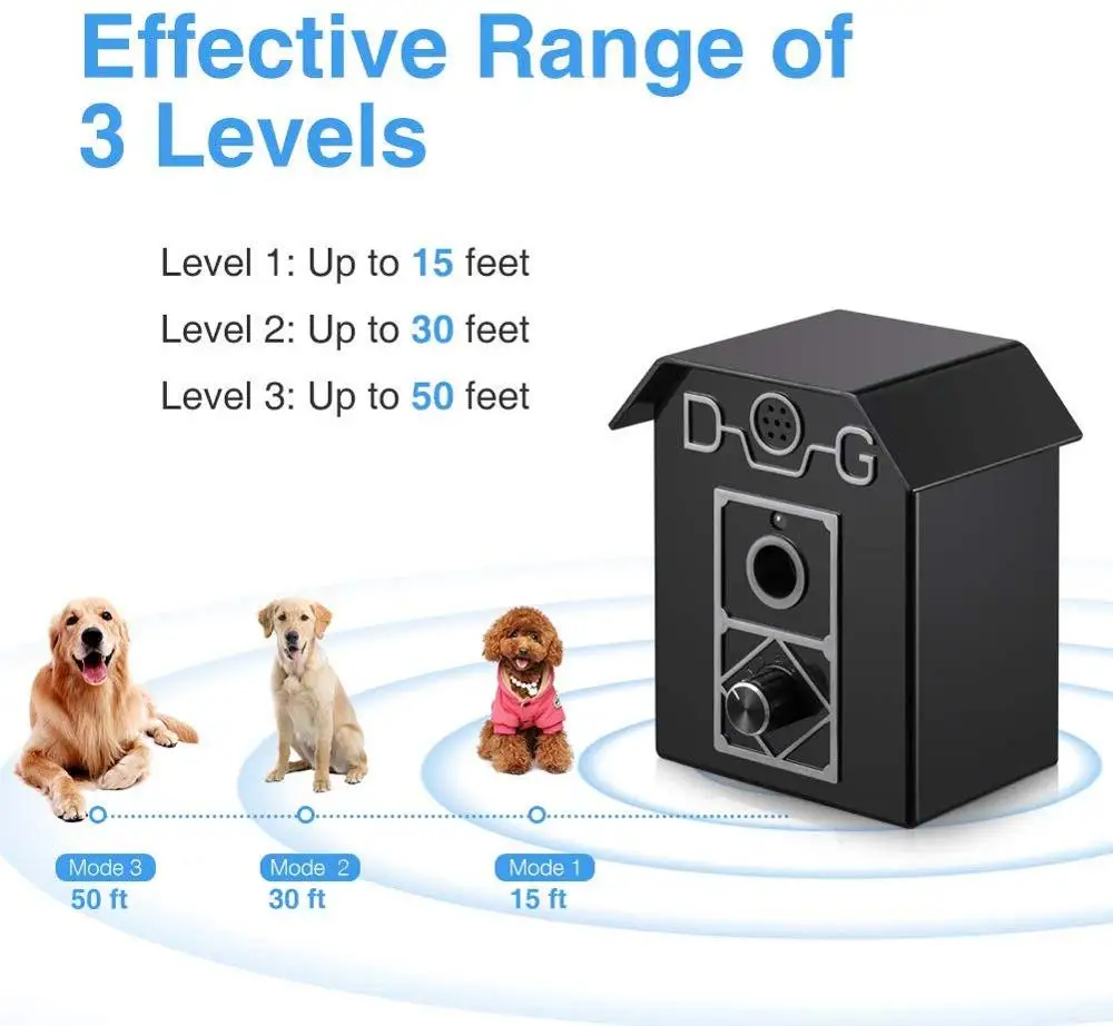 Dog Bark Deterrent Dog Repeller Dog Bark Control 50 FT Range Stop Barking Device Ultrasonic Anti-Bark Device Safe For All Dogs Indoor & Outdoor Use Dog Trai