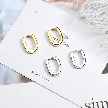 

Miimalism Pure 925 Silver Earrings Small Hoop Earrings Gold Color Korean Fashion 925 Silver Female Fine Jewelry