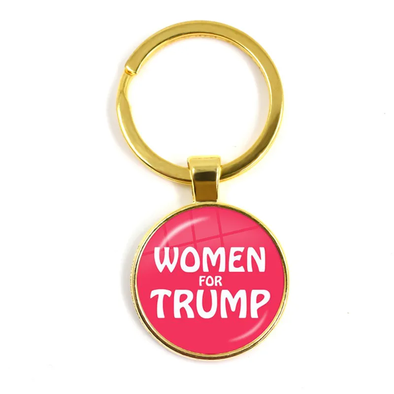 Women For Trump 2020 American USA Election Glass Cabochon Necklace 3D Print Golden Plated Keyring Holder Jewelry Men | Украшения и
