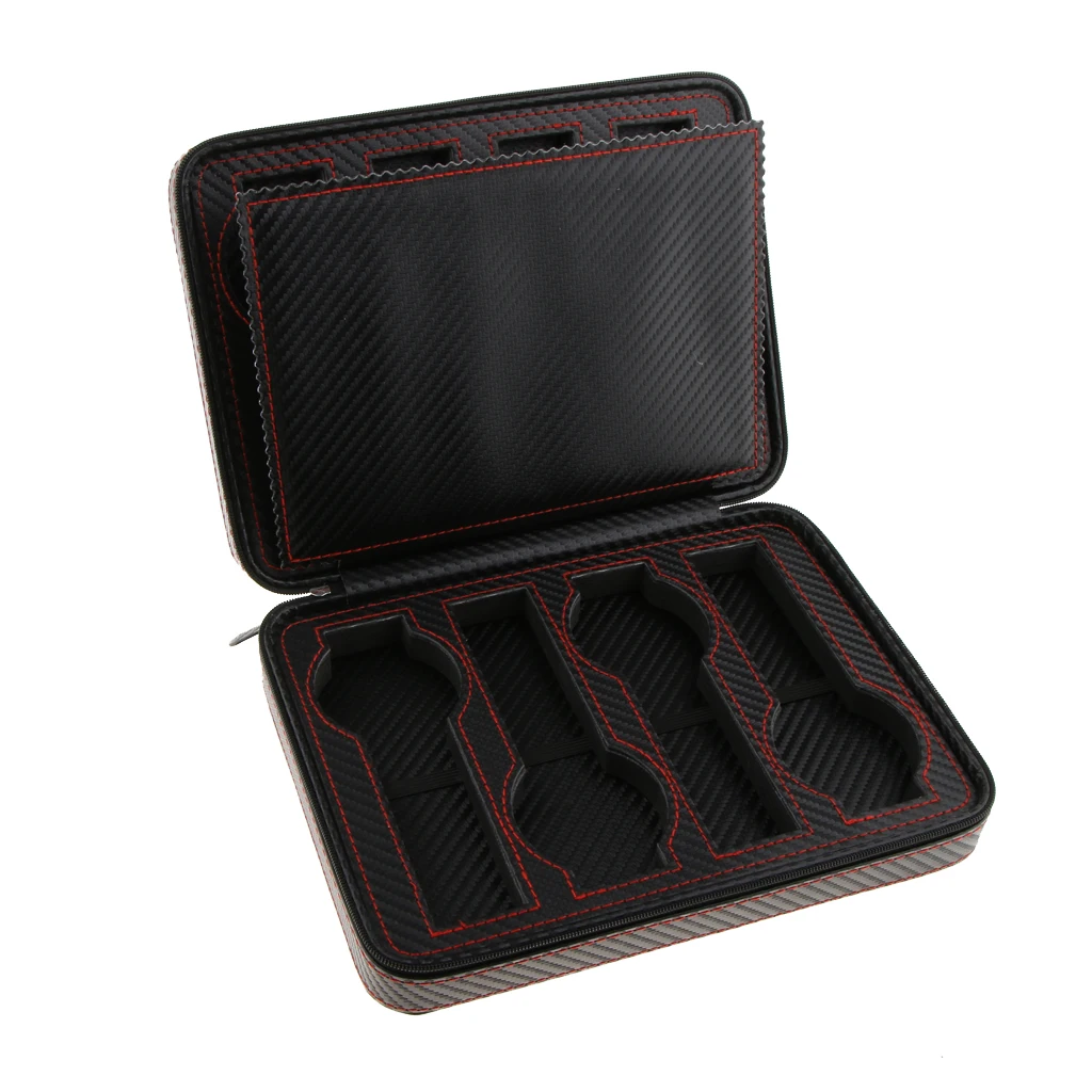 PU Leather Watch Display Box Zip Case Portable Travel Storage Wristwatch Organizer