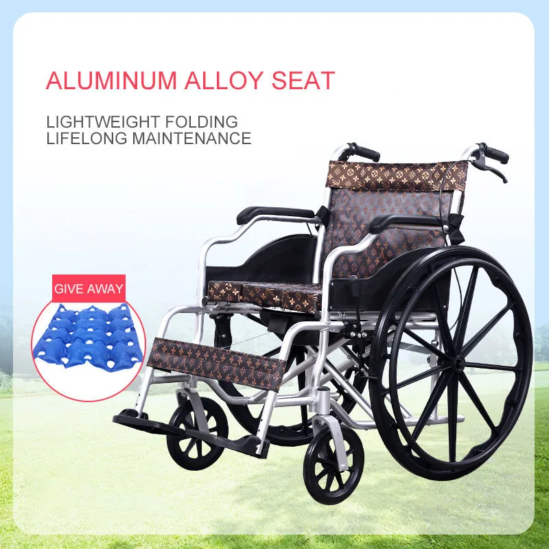 Leisure Wheelchair 24 Inch Solid Tire Folding Portable Lightweight Widening The Armrest Aluminum Alloy Wheelchair For Disabled