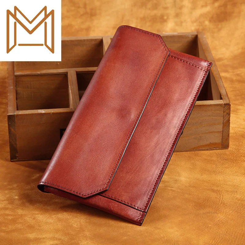 

Man Wallet Genuine Leather Long Vegetable Leather Wallet Head Layer Cowhide Leisure Time Hand Package