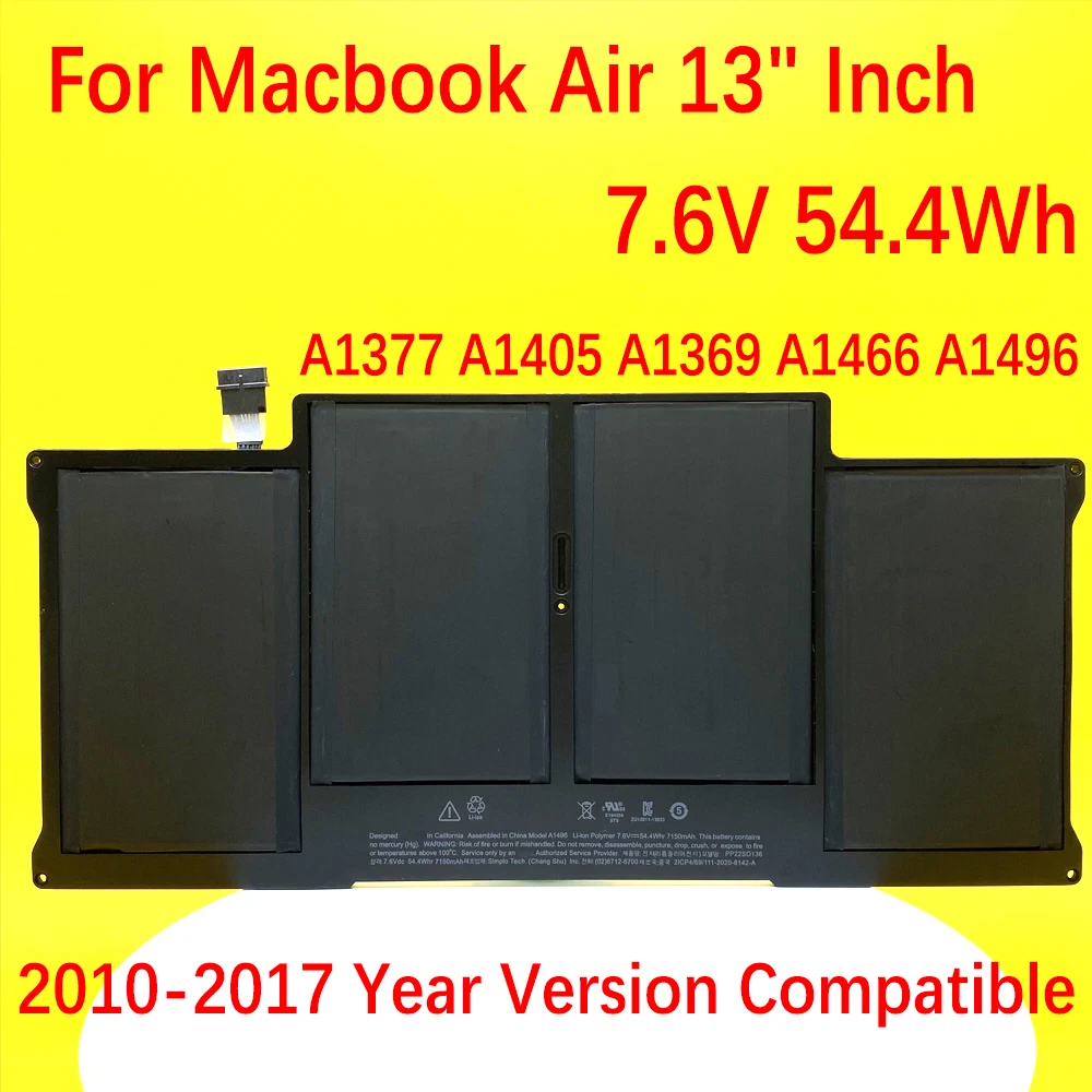 Новый оригинальный аккумулятор A1496 для Apple MacBook Air 13 дюймов A1466 (2010-2017) A1405 A1377 A1369 |