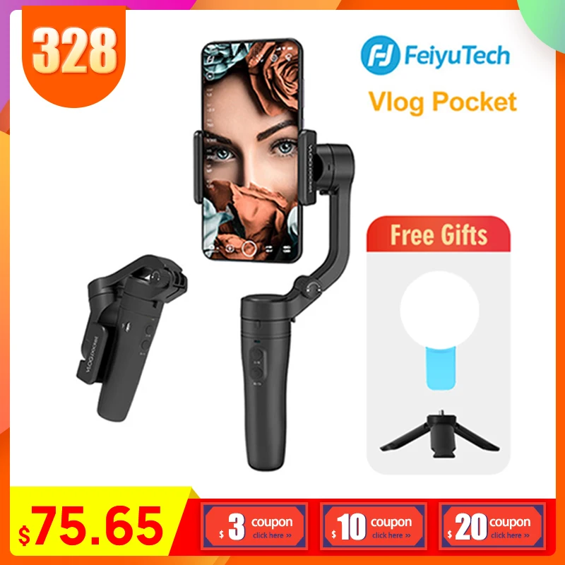 Стабилизатор для смартфона Feiyutech Vlog Pocket 3 осевой Ручной gopro hero 6 7 Pk Snoppa Atom DJI Osmo mobile