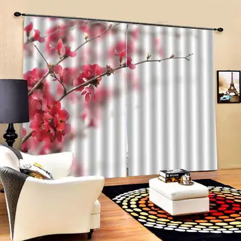 

pink flowers curtains 3D Curtain Luxury Blackout Window Curtain Living Room Decoration curtains