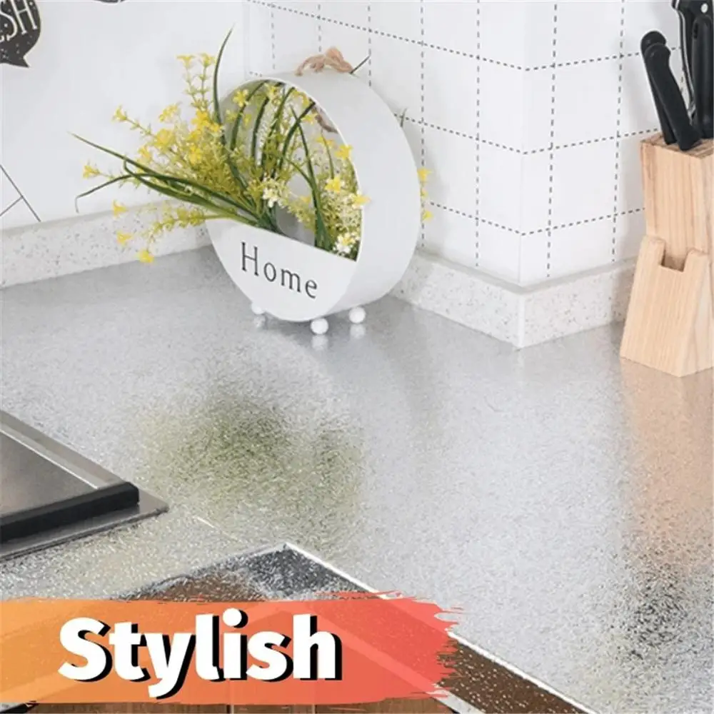 Kitchen self-adhesive oil-proof stickers orange peel thick aluminum foil kitchen cabinet stickers waterproof self-adhesive 30D4