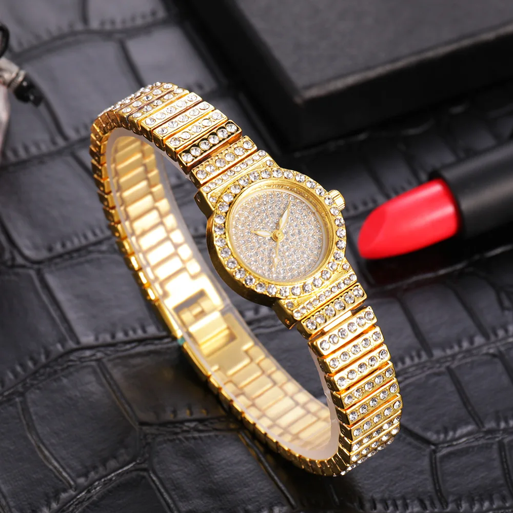 

New Style Small Dial Full of Crystals Set Alloy Watch Women's Non-Mark Ladies' Watch Steel Belt Quartz Watch
