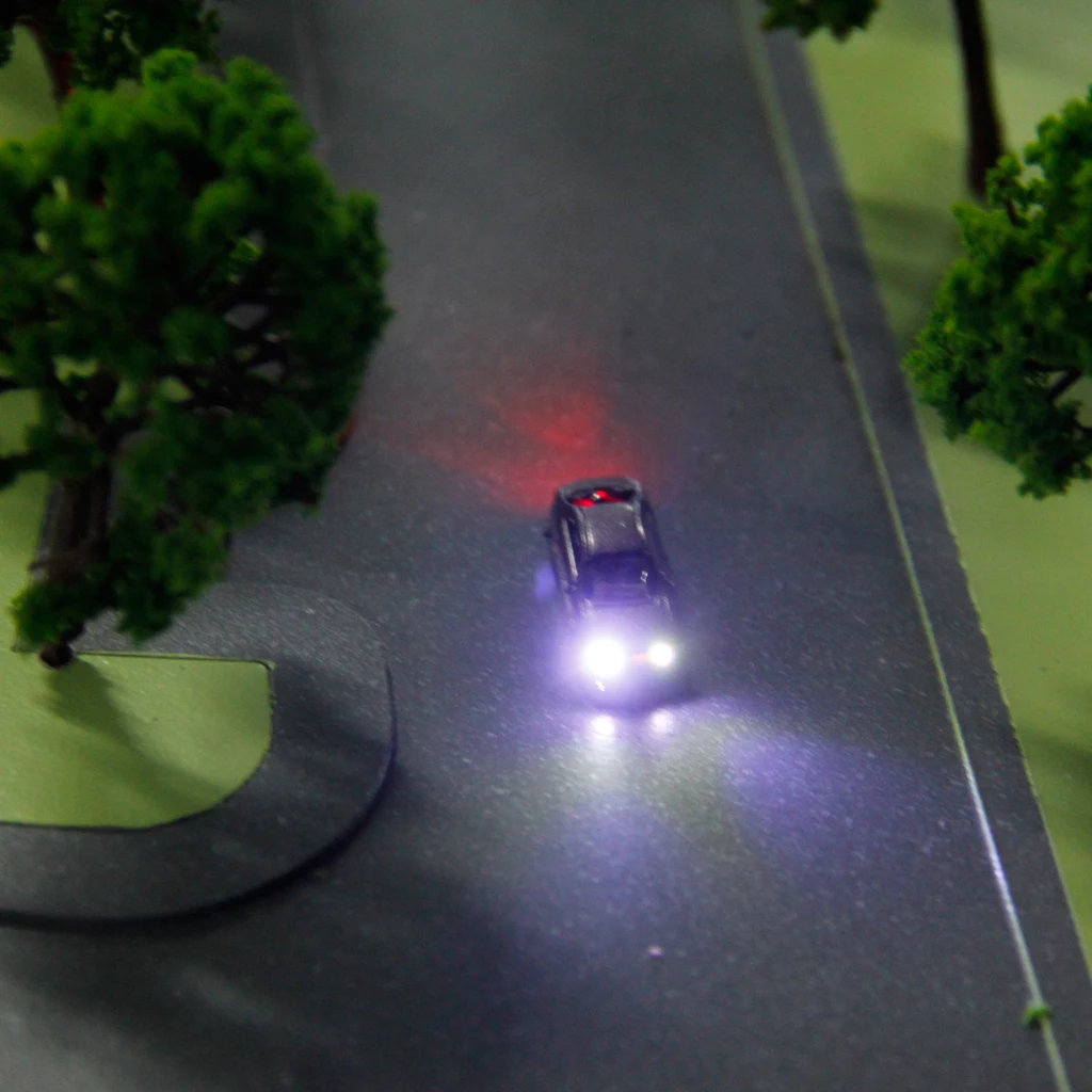 10 Packs Model Cars with Light for Scenery Layout or Diorama 12V