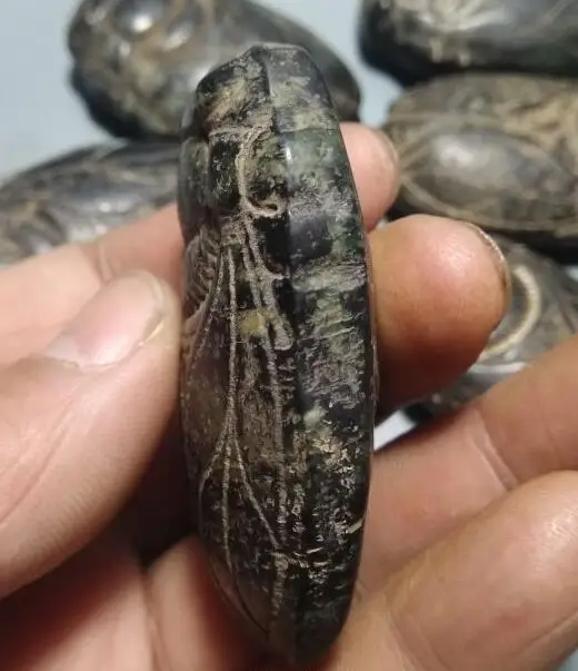 Хуншань культура античный нефрит черный железный метеорит cicadas статуя