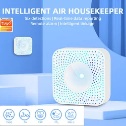 Tuya – détecteur d'air intelligent 6 en 1, WiFi, pm 2,5, formaldéhyde, dioxyde de carbone, CO2, température et humidité 