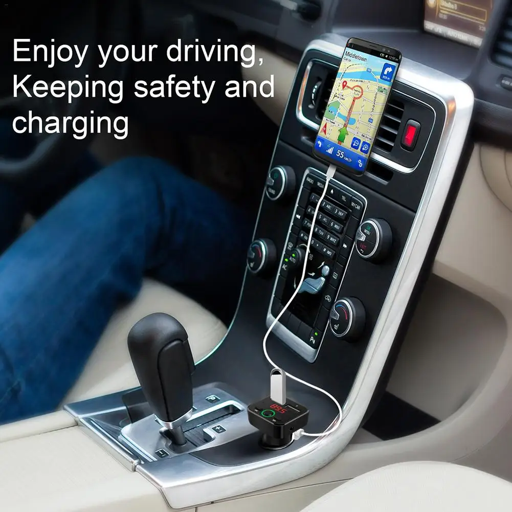 Mp3-плеер, автомобильный комплект громкой связи, fm-передатчик, Bluetooth 5,0, Автомобильный MP3-плеер, быстрое двойное зарядное устройство USB, адаптер питания