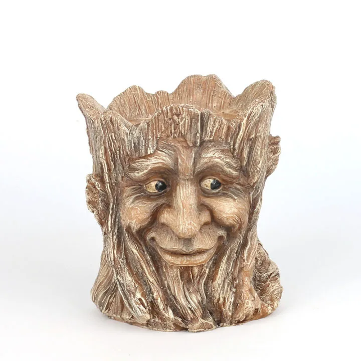 YeFine Vintage Imitation Old Man Head Flower Pot Container Garden Tree Man Figurine Planter Pot Desktop Home Decoration Gift