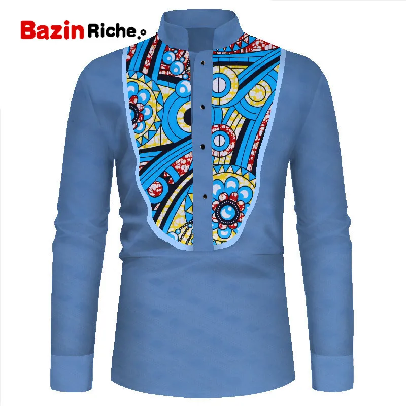17 Африканская мужская одежда Bazin Riche принт Повседневные Вечерние мужские топы с длинными рукавами футболки рубашка Дашики Анкара мужская одежда WYN955 - Цвет: 17