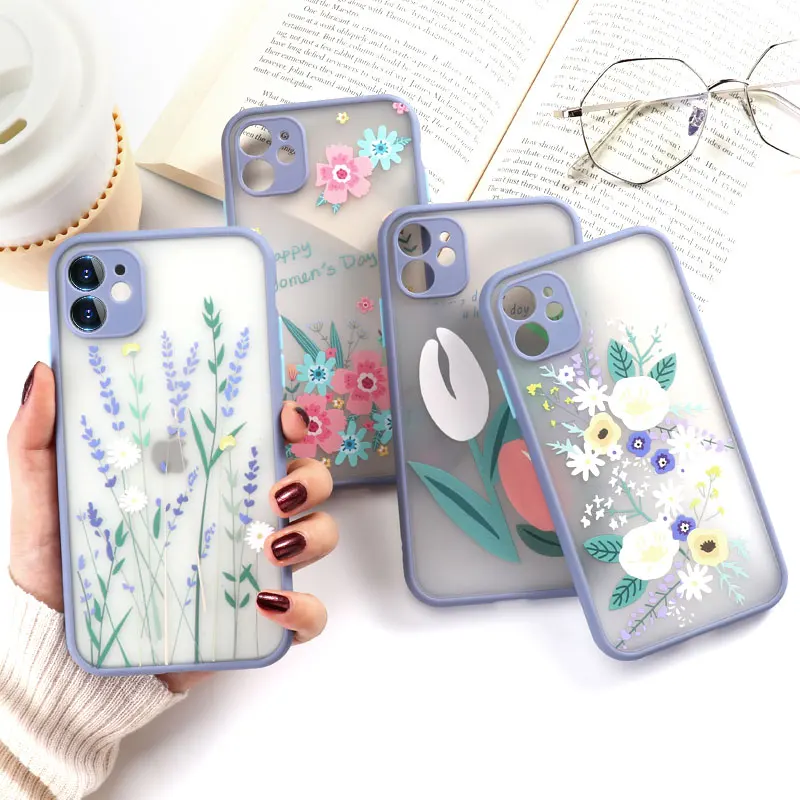 Phone-Case Cover Flower Transparent 6s-Plus Luxury for 11 Hard Funda iPhone/12-pro/Max/..