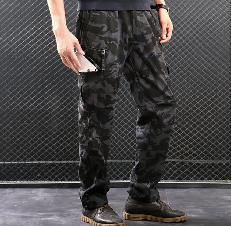 

Camouflage Cargo Pants Spring Autumn Men's Cotton Casual Loose Pocket Baggy Trousers Men overall Straight Mens Bottoms XXXL