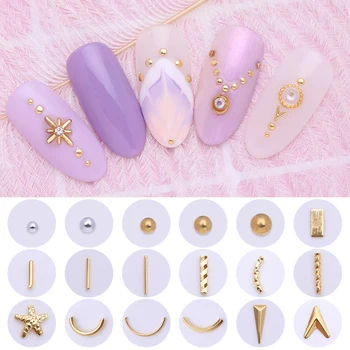 

3D Nail Rivets Silver Gold Metal Nails Accessories Flat Bottom Multi Size Nail Studs Nail Art Decorations for Decors DIY Tips