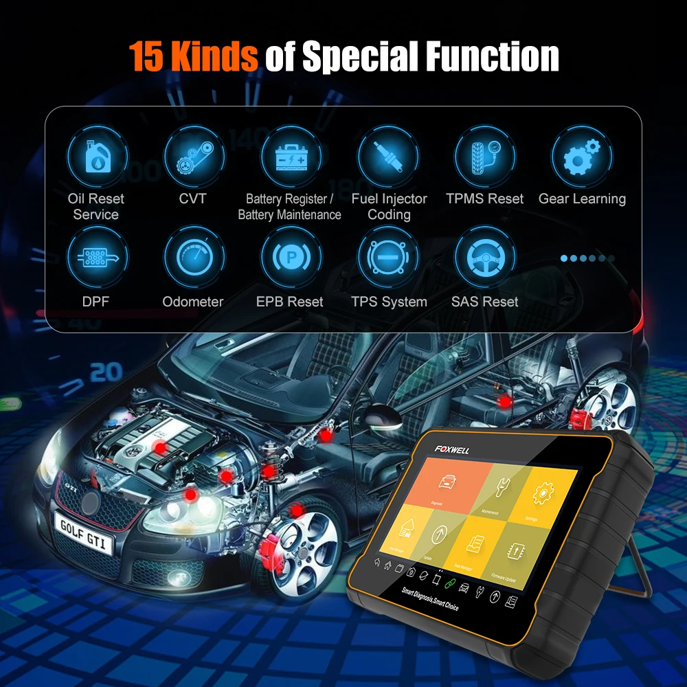 FOXWELL GT60 OBD2 автомобильный сканер полная система диагностики автомобиля ABS SRS EPB DPF Сброс масла ODB2 диагностический сканер инструмент PK MK808