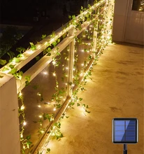 Leaf Garland LED Light Christmas Wedding Party Art Decoration Fairy Tale String Lights New Year's Solar Battery Plant Light