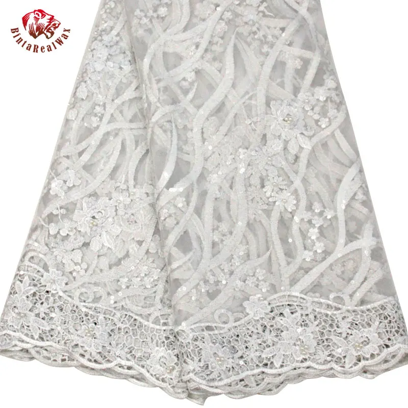 Африканский французские бисерные кружева ткань качественное блестящее кружевная ткань в нигерийском стиле 5 ярдов/партия кружевная ткань для свадебного LA1222