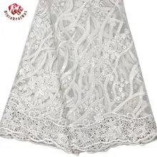 Африканский французские бисерные кружева ткань качественное блестящее кружевная ткань в нигерийском стиле 5 ярдов/партия кружевная ткань для свадебного LA1222