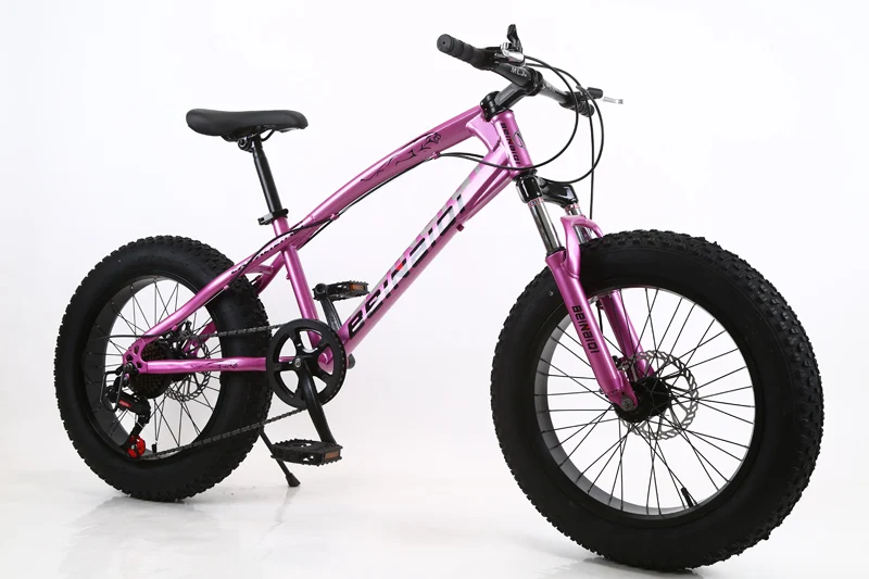 pink 20 inch fat bike children kid fat tire mountain bike Beach cruiser bicycle high quality carbon steel disc brake big wheel MTB - Цвет: pink