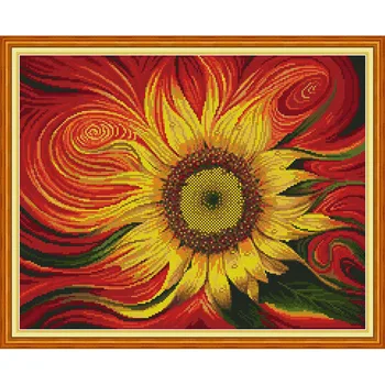 

Everlasting Love Sunflower 8 Chinese Cross Stitch Kits Ecological Cotton Stamped Printed 11CT 14CT DIY Christmas Decoration Gift