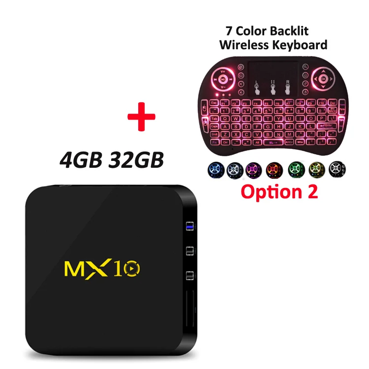 MX10 Android 8,1 Смарт ТВ приставка RK3328 четырехъядерный 64 бит 4 ГБ 32 ГБ HD 2,0 Wifi 100M LAN VP9 4K медиа приставка PK X96 mini - Цвет: 4G 32G and Keyboard2