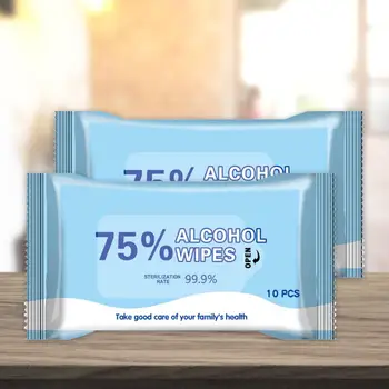 

10pcs Disinfection Wipes Sterilize 75% Alcohol Wipes Non-woven Portable Athanol Bactericidal Disinfection Alcohol Cleaning Wipes