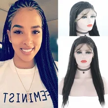 RONGDUOYI длинные черные термостойкие волокна волос синтетический парик фронта шнурка плетеная коробка косы парики с детскими волосами для черных женщин