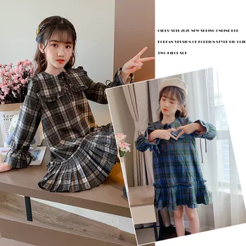 

Teen Dresses for Girls Clothes Autumn New Girls Long Sleeve Kids Dress Children Casual Plaid Princess Dress Kids Costume 1012 Y