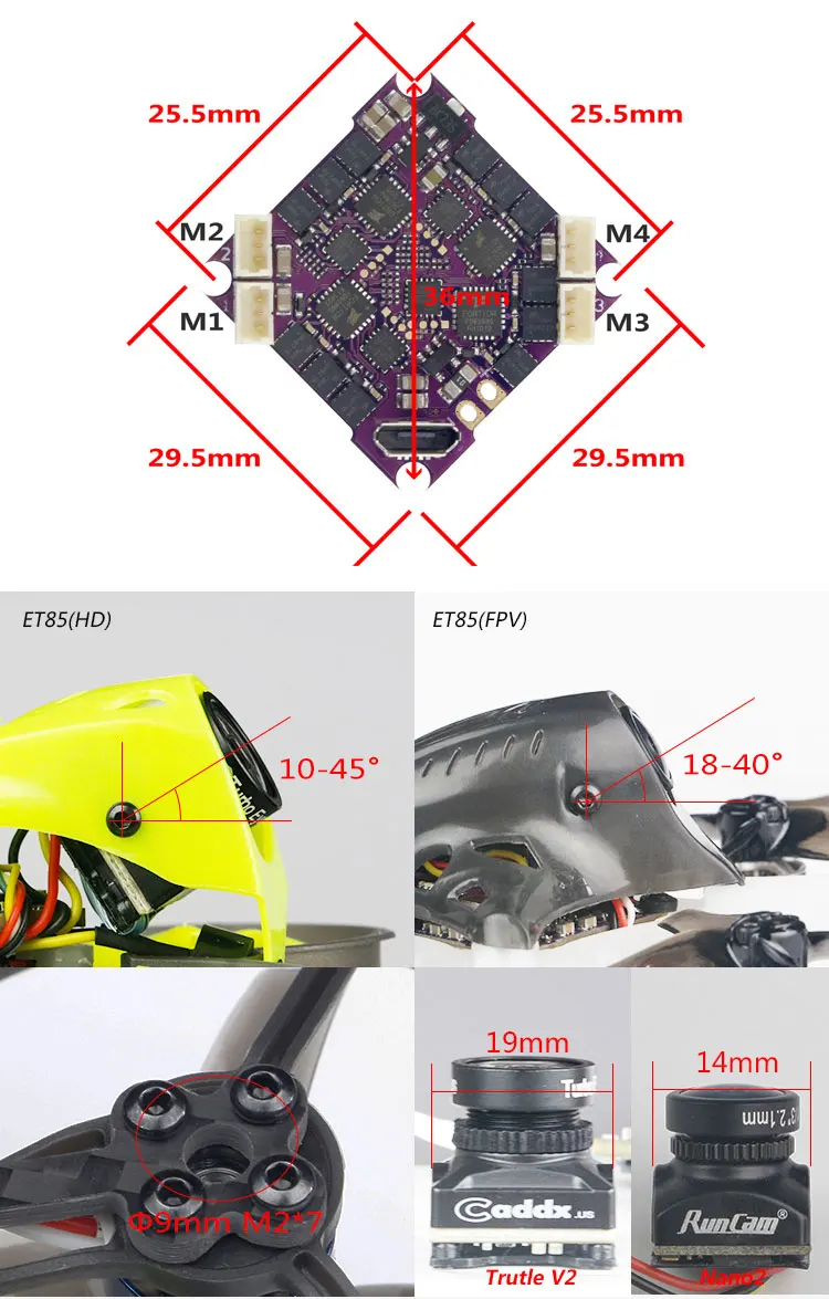 LDARC ET85 85 мм 4S 2 дюйма FPV и 1080P HD Cinewhoop Квадрокоптер PNP 25,5 AIO Flytower 200mw VTX с 430mah батареей Caddx черепаха