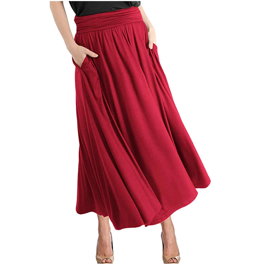 JAYCOSIN Clothes Women Soild Color Long Skirt Womens Fashion High Waist Loose Pleated Skirt Ladies Faldas Mujer Moda 1105