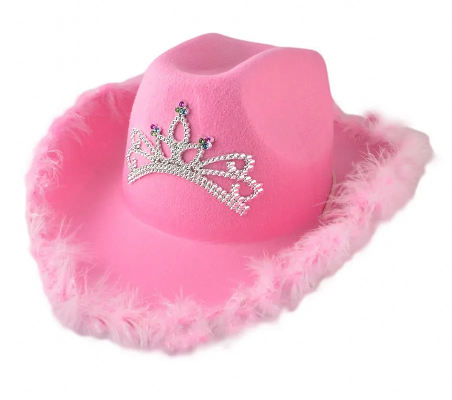 Розовая ковбойская Кепка в западном стиле корона Cowgirl шляпа для женщин и девушек