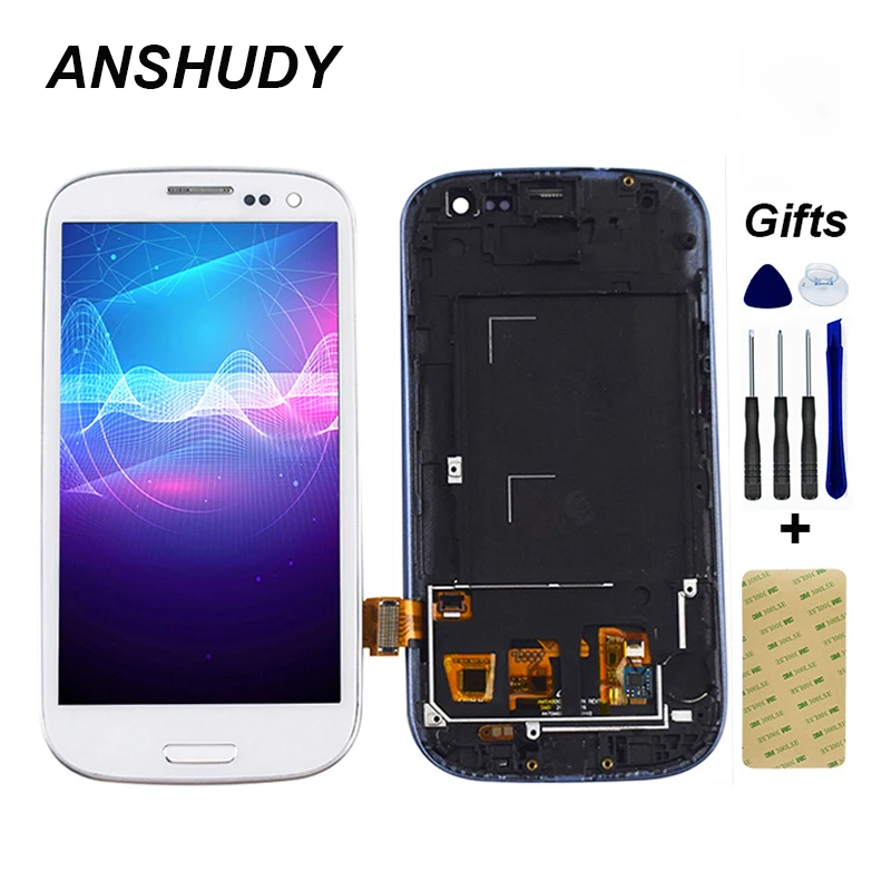 Для samsung Galaxy S III S3 lcd Touch i9300 i9301 lcd экран i9305 i535 i747 9300I ЖК-дисплей панель сенсорный экран сборка Рамка