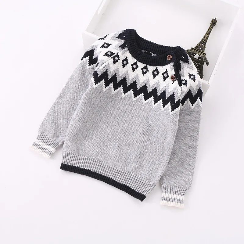 

Boys' Sweater 2019 Spring And Autumn New Style Girls' Shirt Cotton Knit Base Shirt Baby Western Style Tops Pullover Cotton Knitw