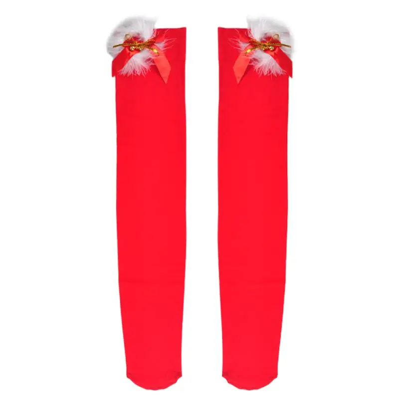 2 Women Christmas Sexy Thigh High Stockings with Bowknot Bell Cosplay Costume - Цвет: 2