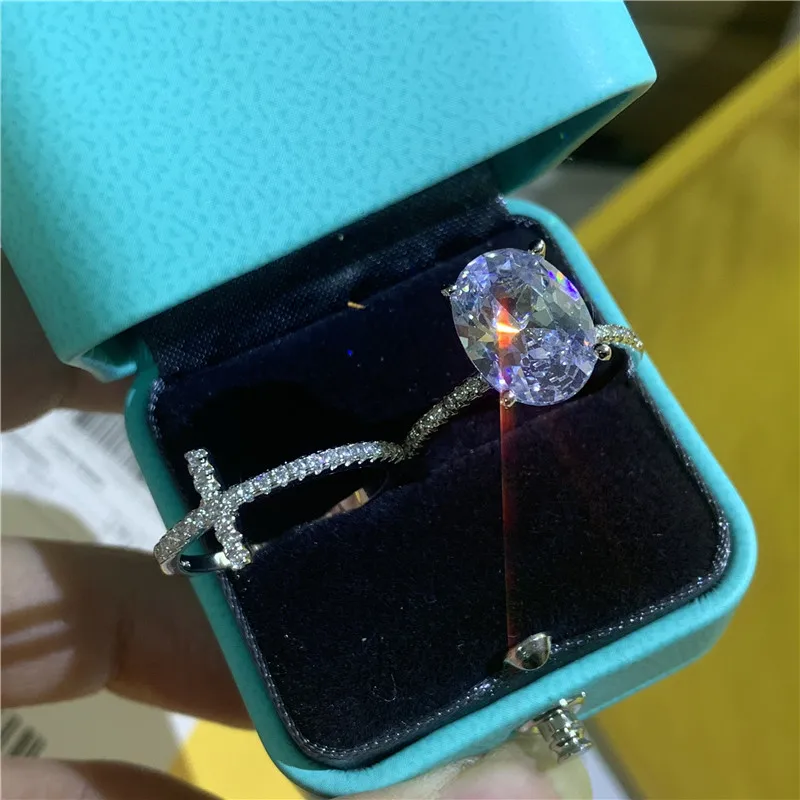 

choucong Fashion Cross Statement ring AAAAA cz stone 925 Sterling silver Engagement Wedding Band Rings for women Party Jewelry