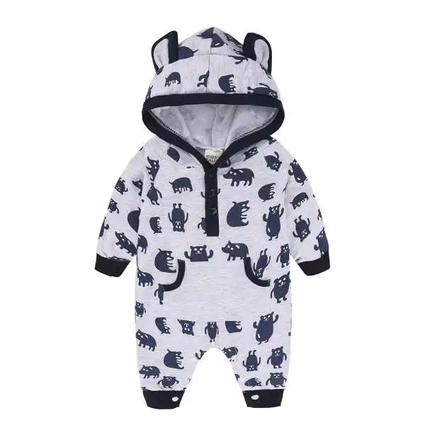 Детский комбинезон для малышей 0-18 месяцев, мягкий теплый детский костюм для новорожденных, Милая зимняя теплая одежда для новорожденных - Цвет: FK0583A