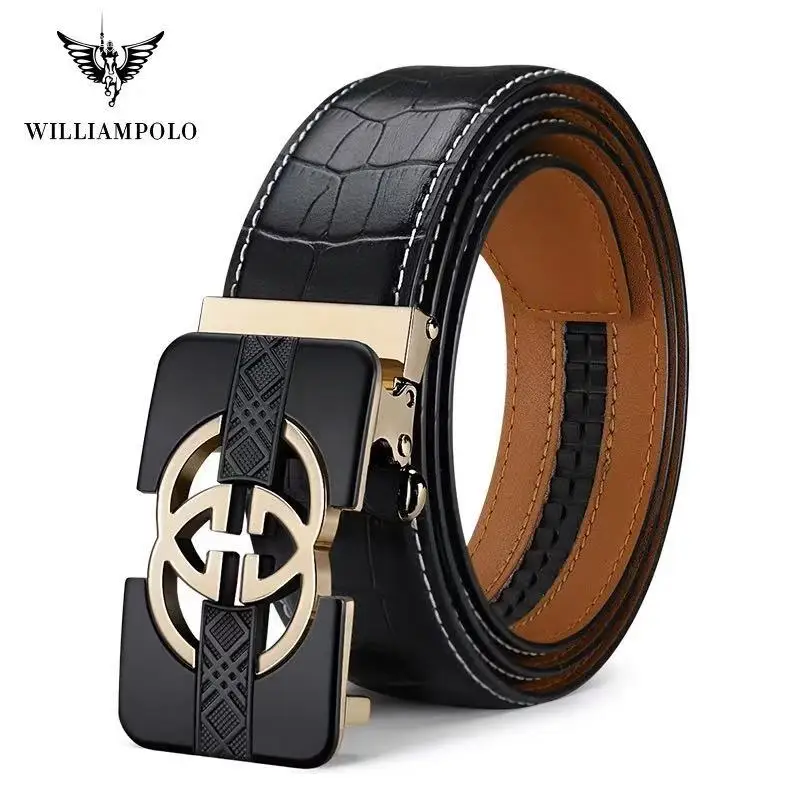

Belt men Luxury Brand Designer Leather Mens Genuine Leather Strap Automatic Buckle Belt #19509-12P