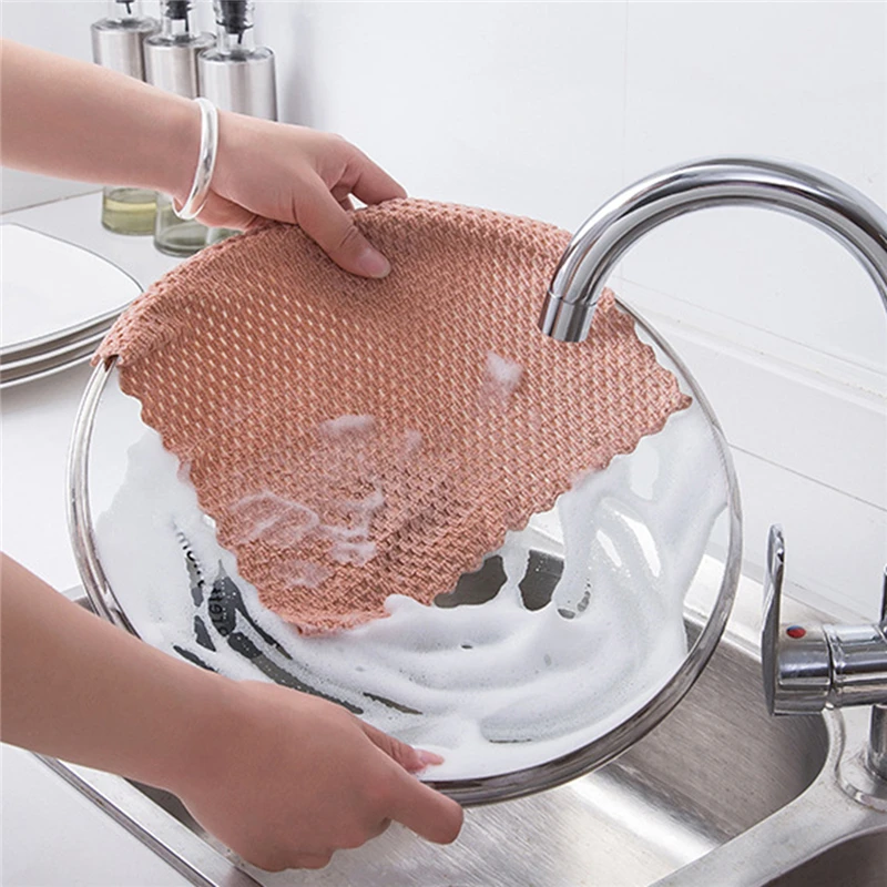 

Almond Velvet Rag Non-sticky Double-sided Solid Color Water Absorption Dishwashing Scouring Cloth