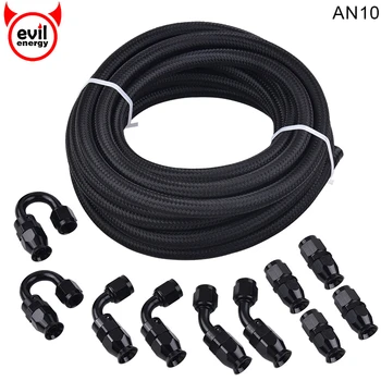 

Evil Energy AN10 Stainless Steel Braided PTFE E85 Oil Gas Fuel Hose Line 10AN 0/45/90/180 Degree PTFE Reusable PTFE Fitting Kit