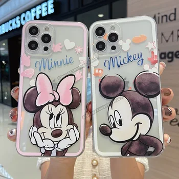 Disney Mickey Minnie Stitch etui na telefony dla Apple IPhone 7 8 Plus X XS Max XR 11 Pro Max TPU telefon tylna okładka Cute Cartoon Shell tanie i dobre opinie CN (pochodzenie) PRINTED Back cover type Simplicity Mickey Minnie
